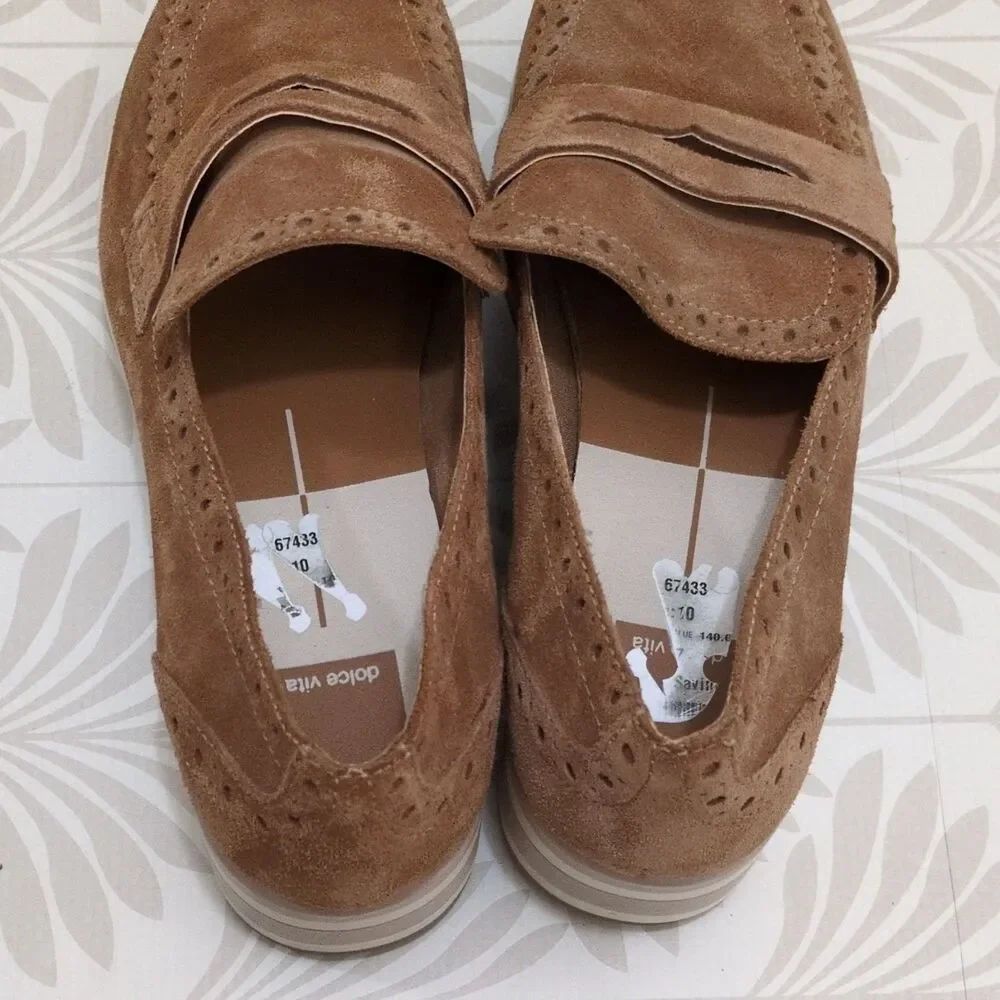 Dolce Vita Men's Brown Suede Penny Loafers Slip-On Brogue Comfort US 10